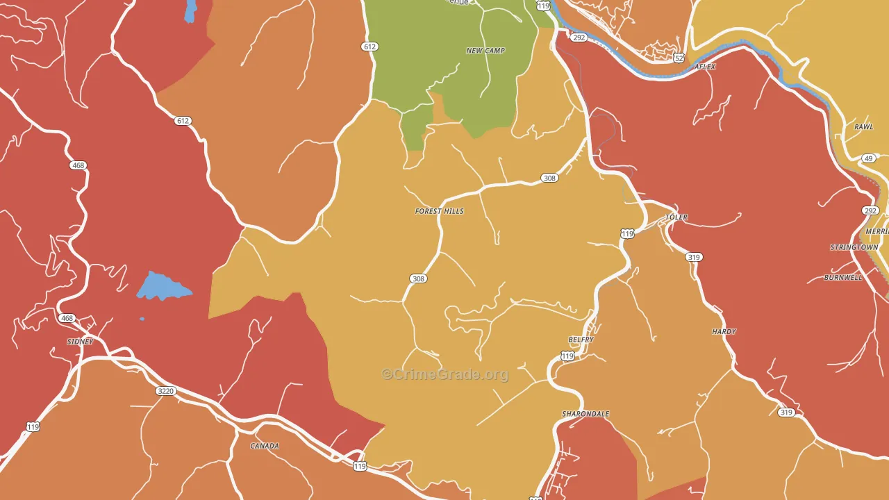 Forest Hills, KY Map of Vandalism Rates