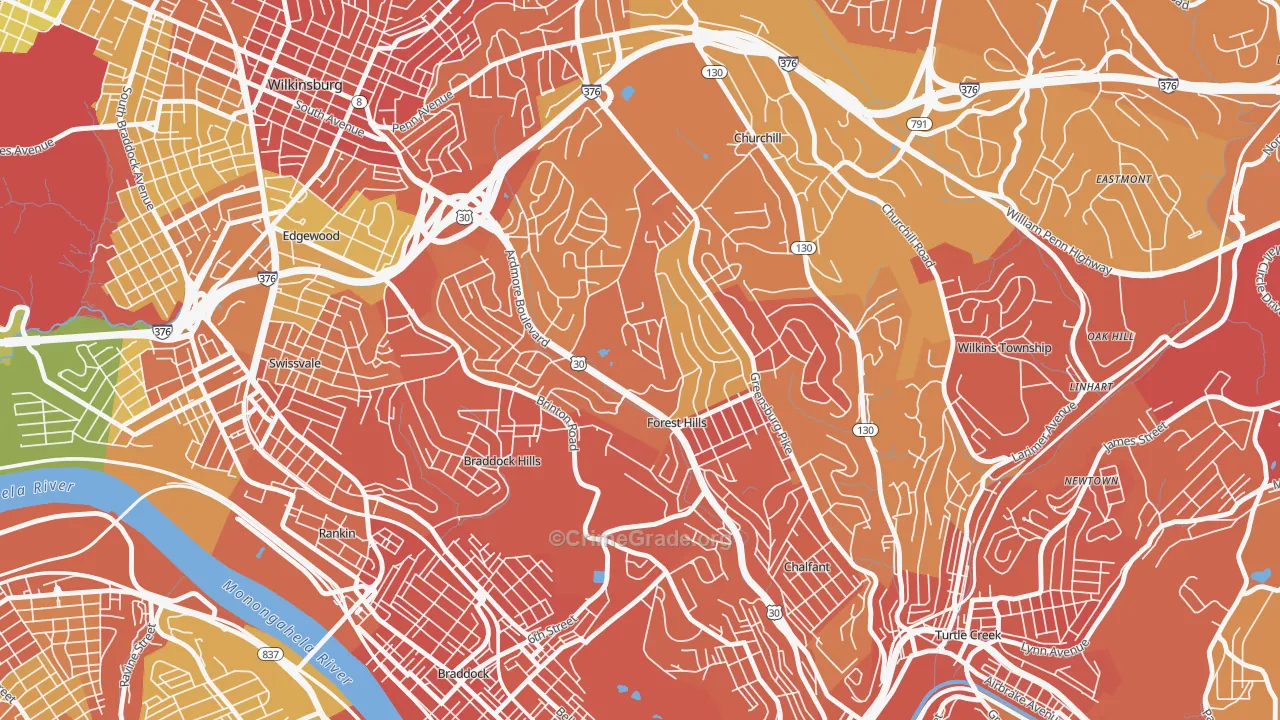 Forest Hills, PA Map of Vandalism Rates
