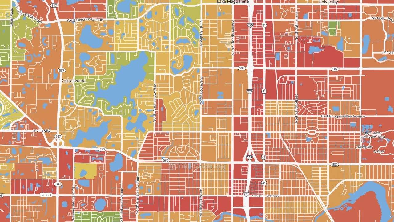 Forest Hills, Tampa, FL Map of Vandalism Rates