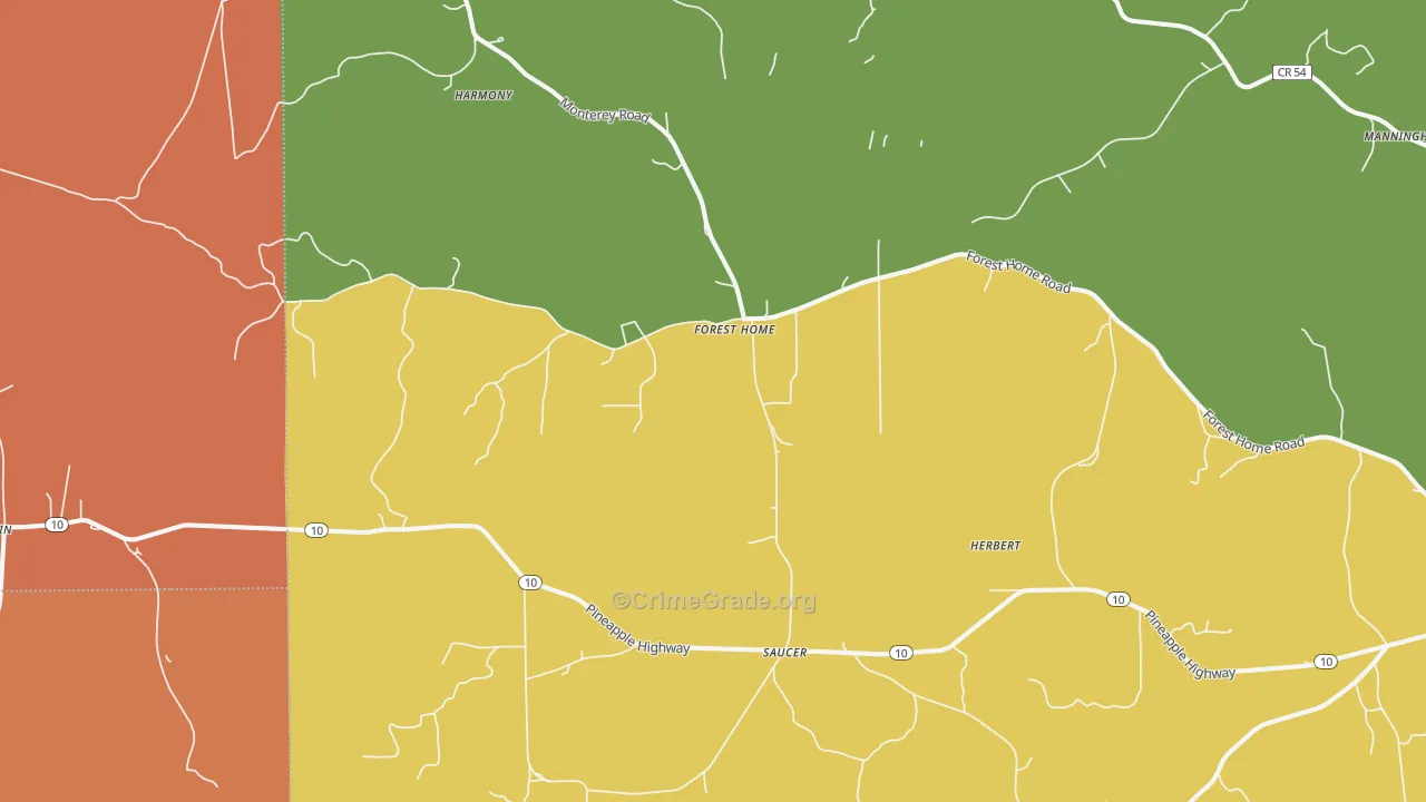 Forest Home, AL Map of Vandalism Rates