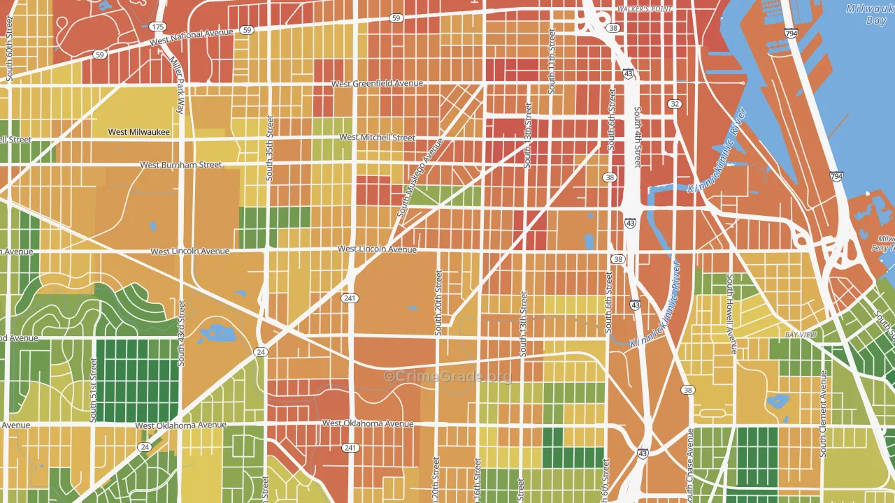 Forest Home Hills, Milwaukee, WI Map of Vandalism Rates