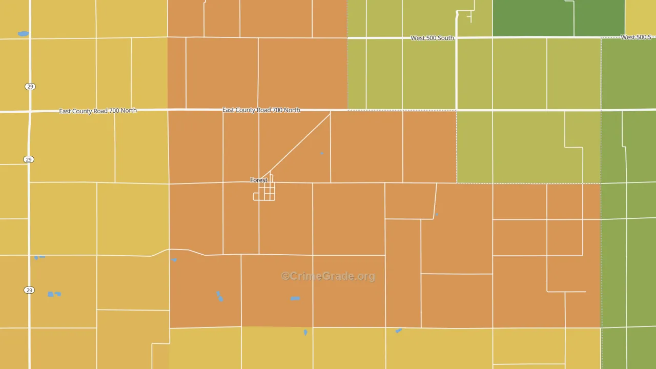 Forest, IN Map of Vandalism Rates