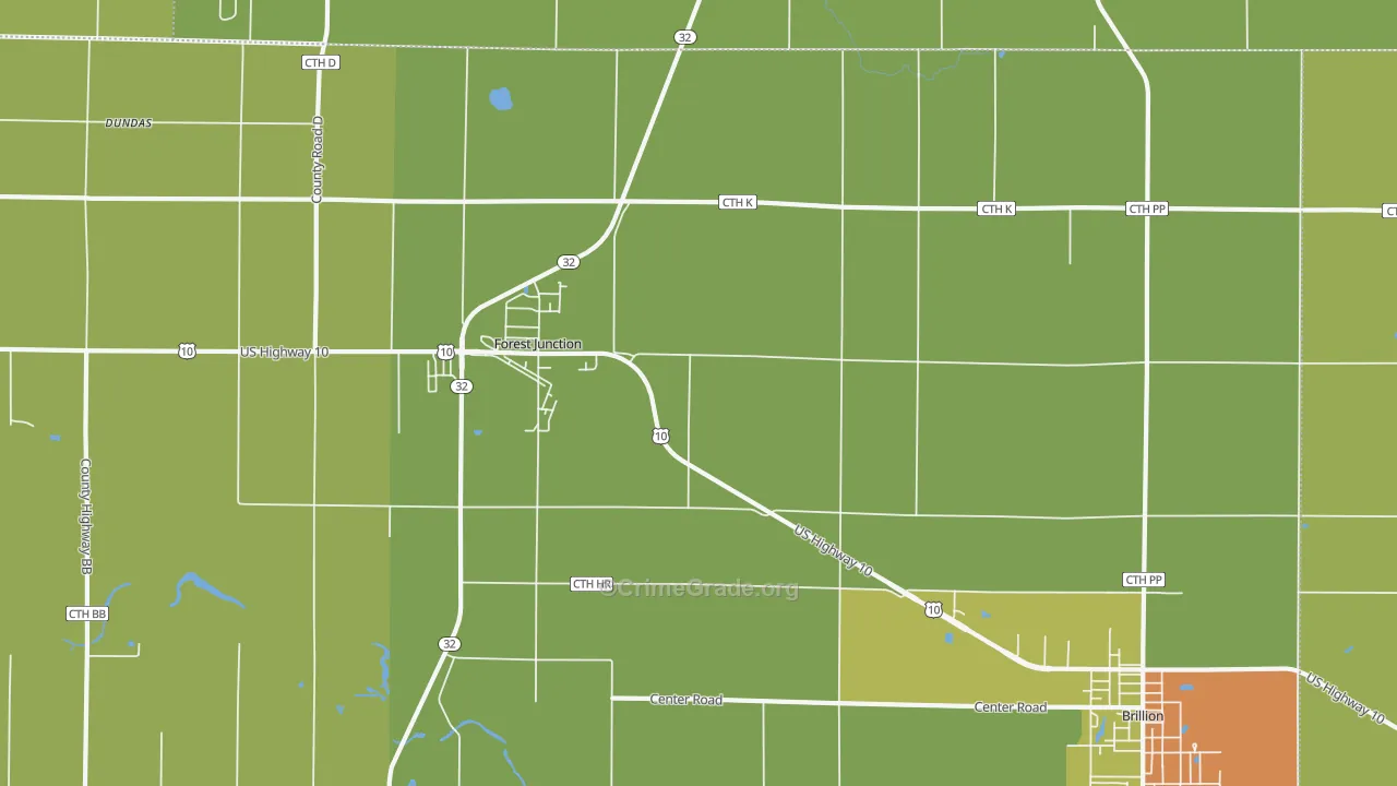 Forest Junction, WI Map of Vandalism Rates