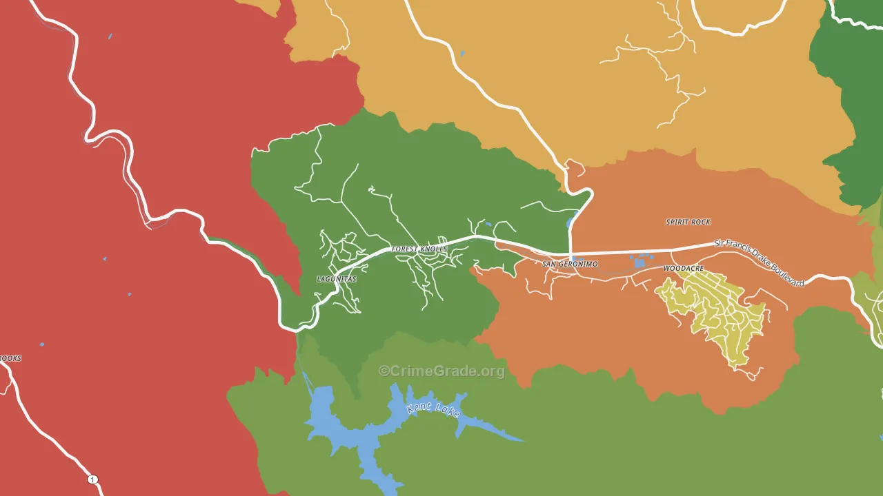 Forest Knolls, CA Map of Vandalism Rates