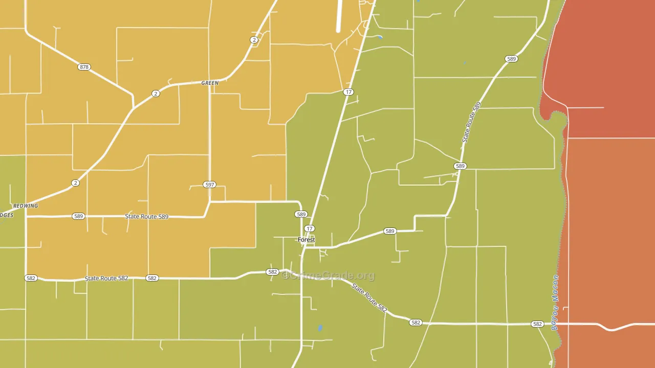 Forest, LA Map of Vandalism Rates