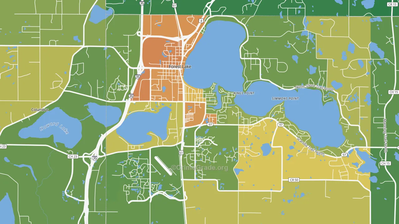 Forest Lake, MN Map of Vandalism Rates