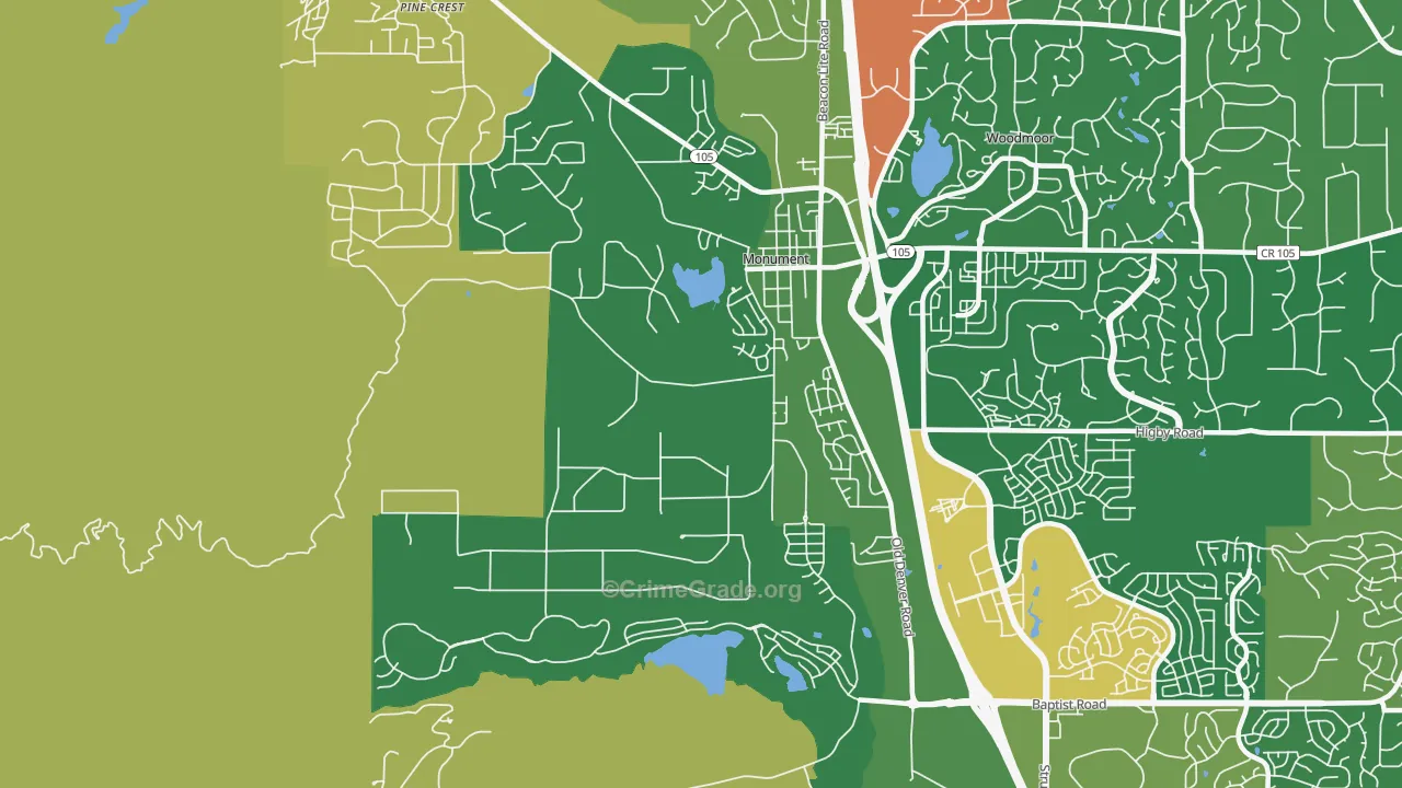 Forest Lakes, Monument, CO Map of Vandalism Rates