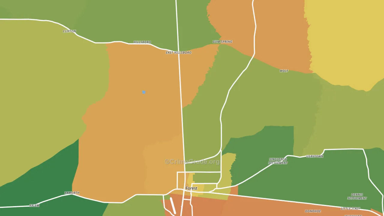 Forest, MS Map of Vandalism Rates