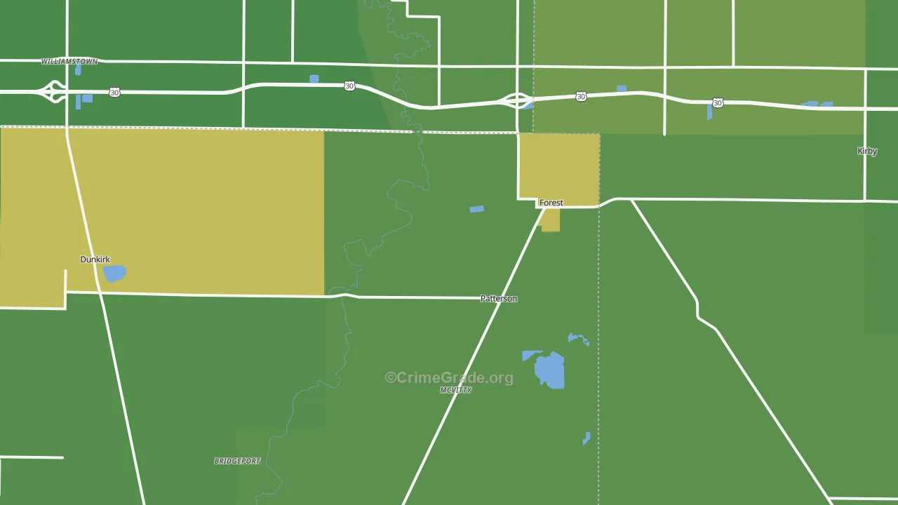 Forest, OH Map of Vandalism Rates