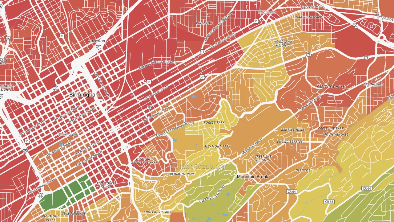 Forest Park, Birmingham, AL Map of Vandalism Rates