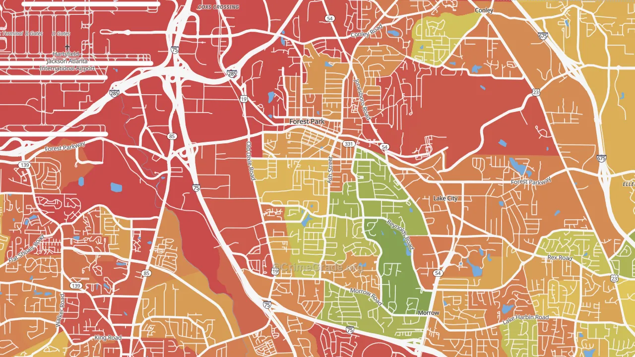 Forest Park, GA Map of Vandalism Rates