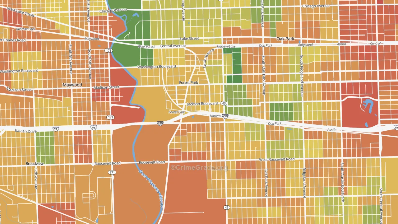 Forest Park, IL Map of Vandalism Rates