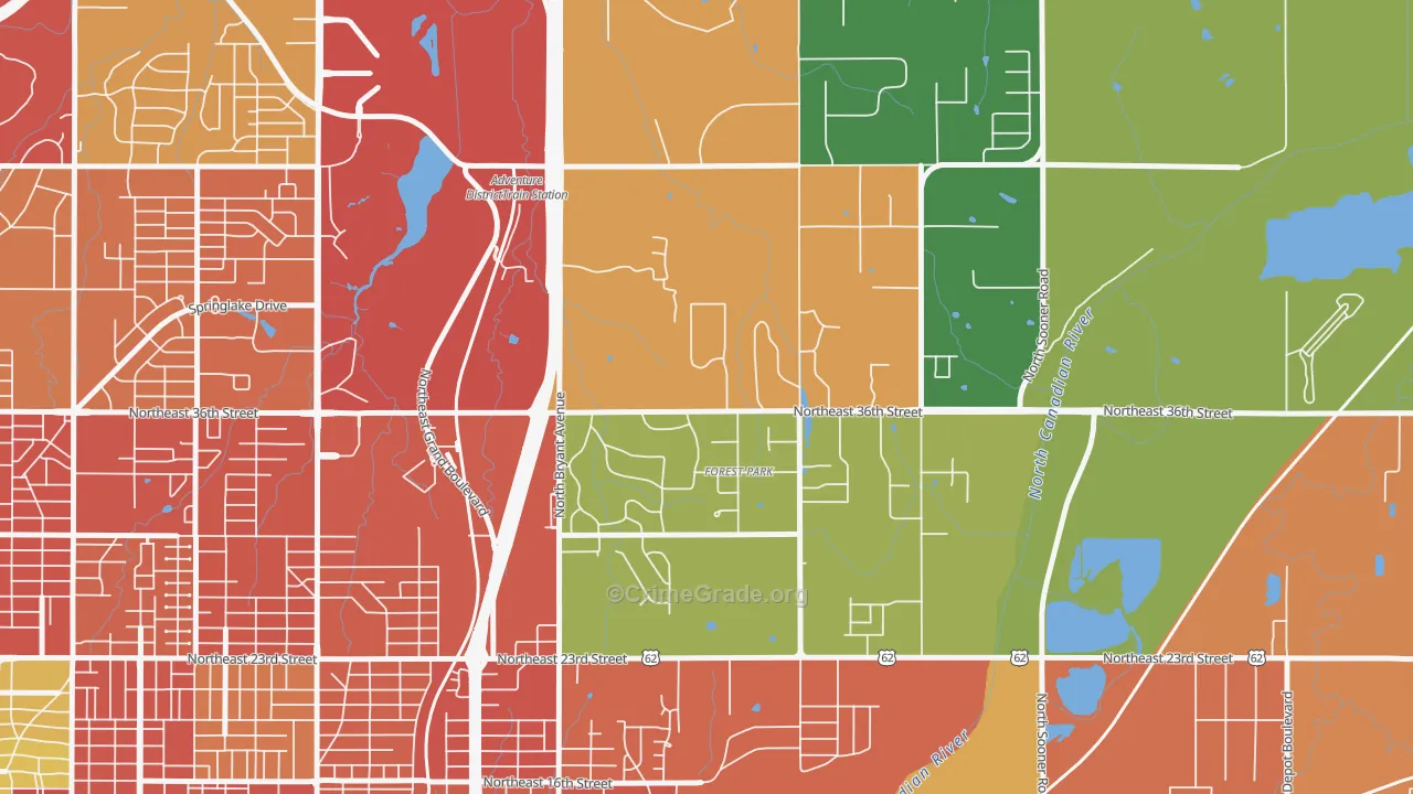 Forest Park, OK Map of Vandalism Rates