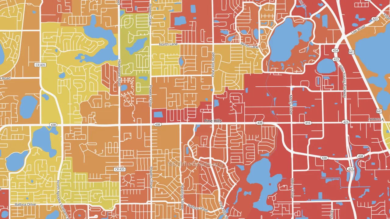 Forest Park, Pine Hills, FL Map of Vandalism Rates