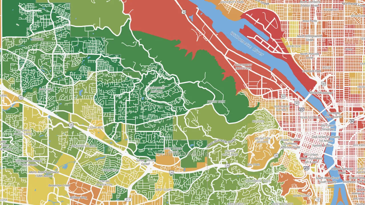 Forest Park, Portland, OR Map of Vandalism Rates