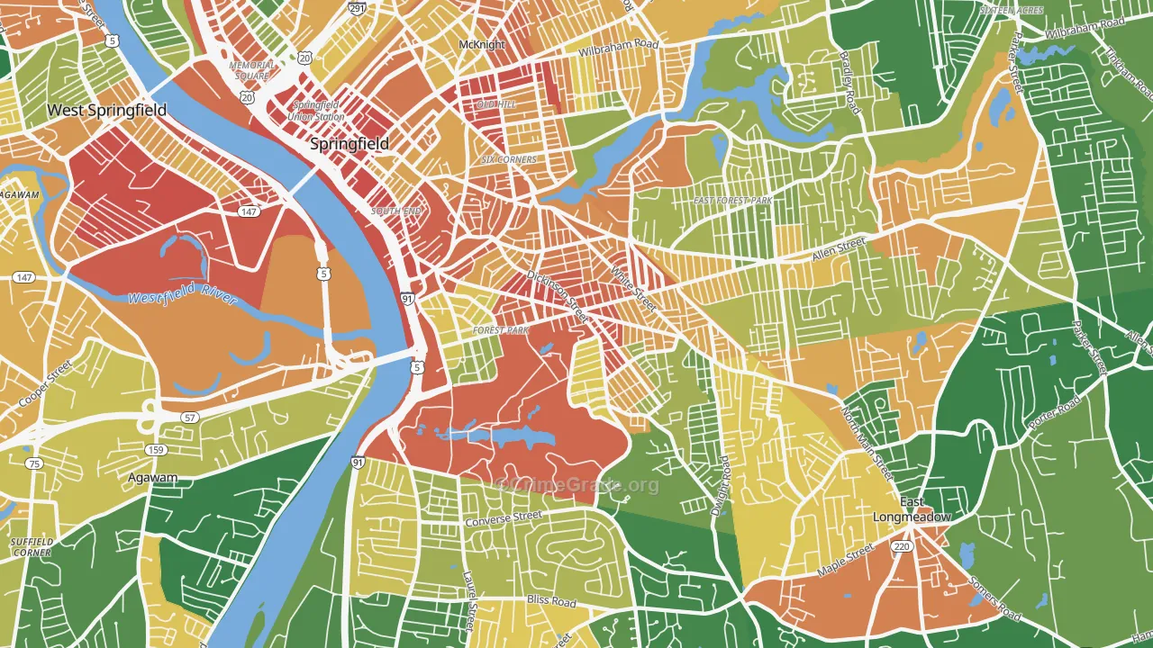 Forest Park, Springfield, MA Map of Vandalism Rates