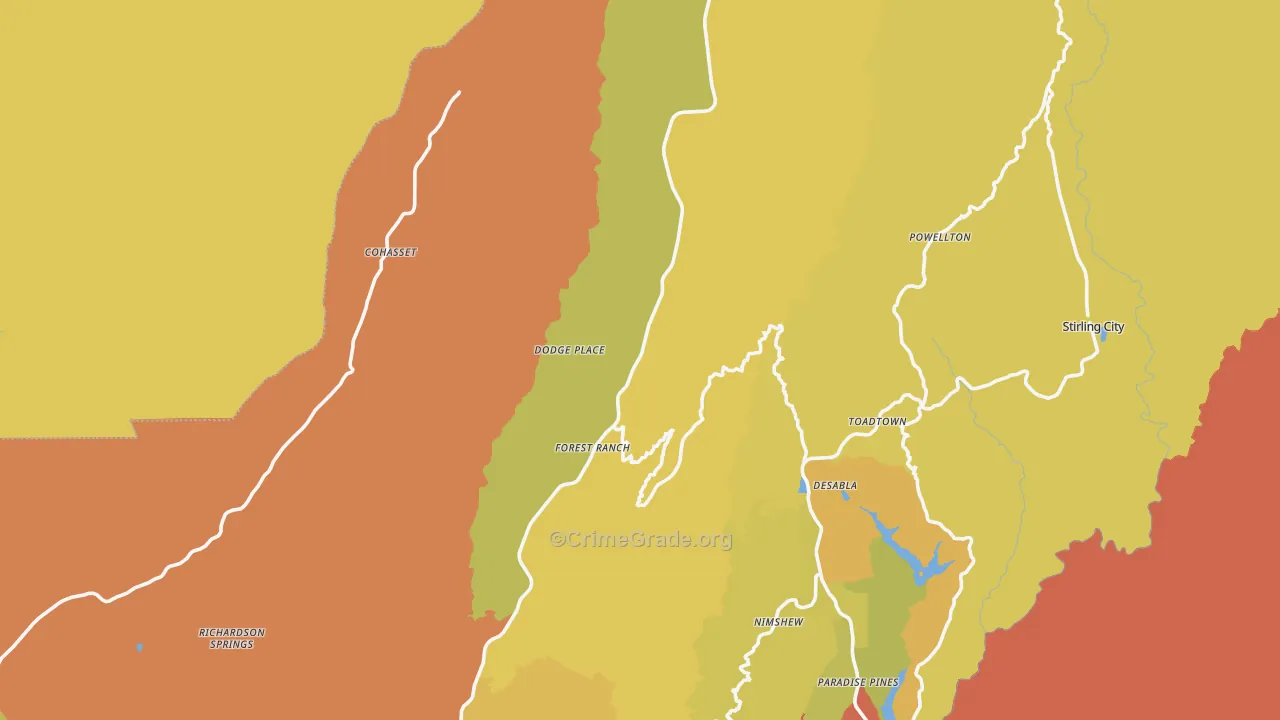 Forest Ranch, CA Map of Vandalism Rates