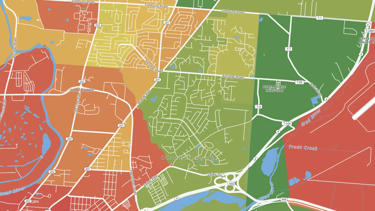 Forest Ridge-Quail Hollow, Dayton, OH Map of Vandalism Rates