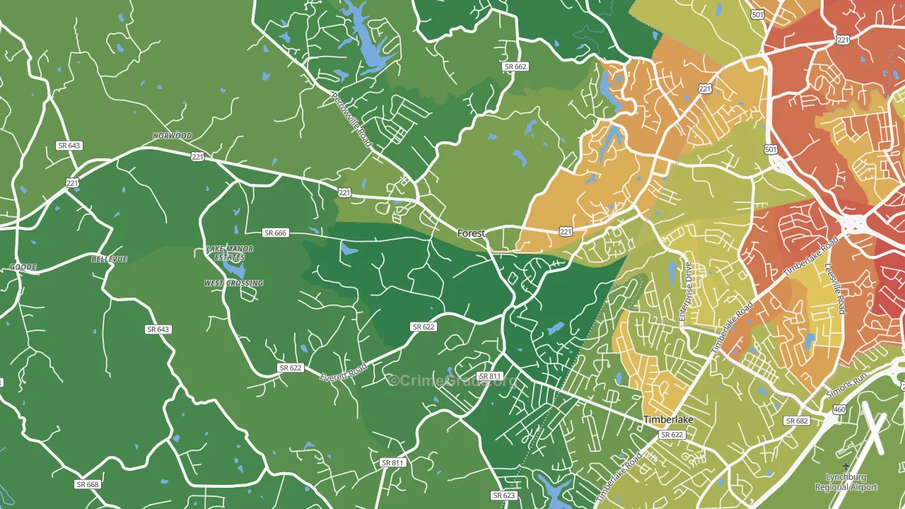 Forest, VA Map of Vandalism Rates
