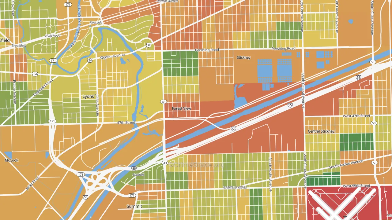 Forest View, IL Map of Vandalism Rates