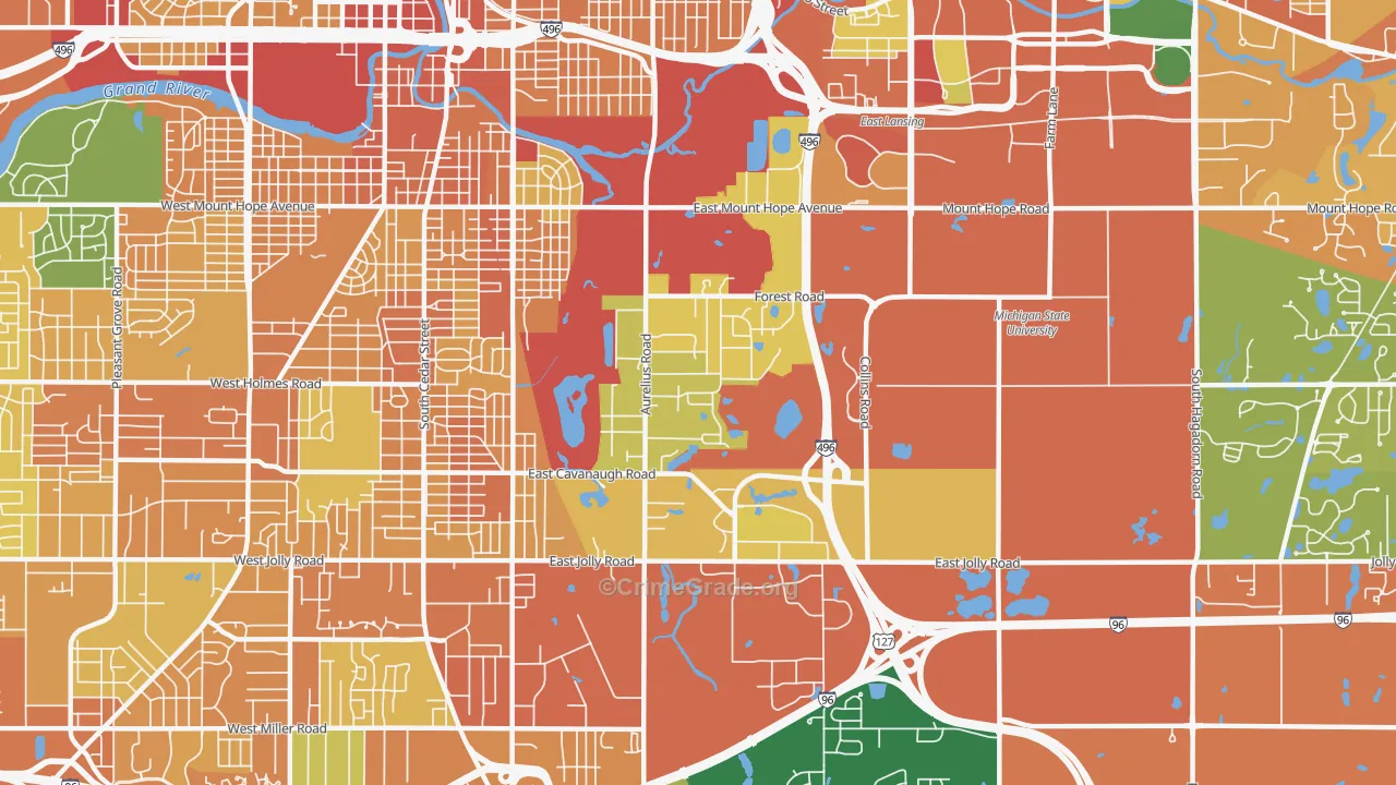 Forest View, Lansing, MI Map of Vandalism Rates