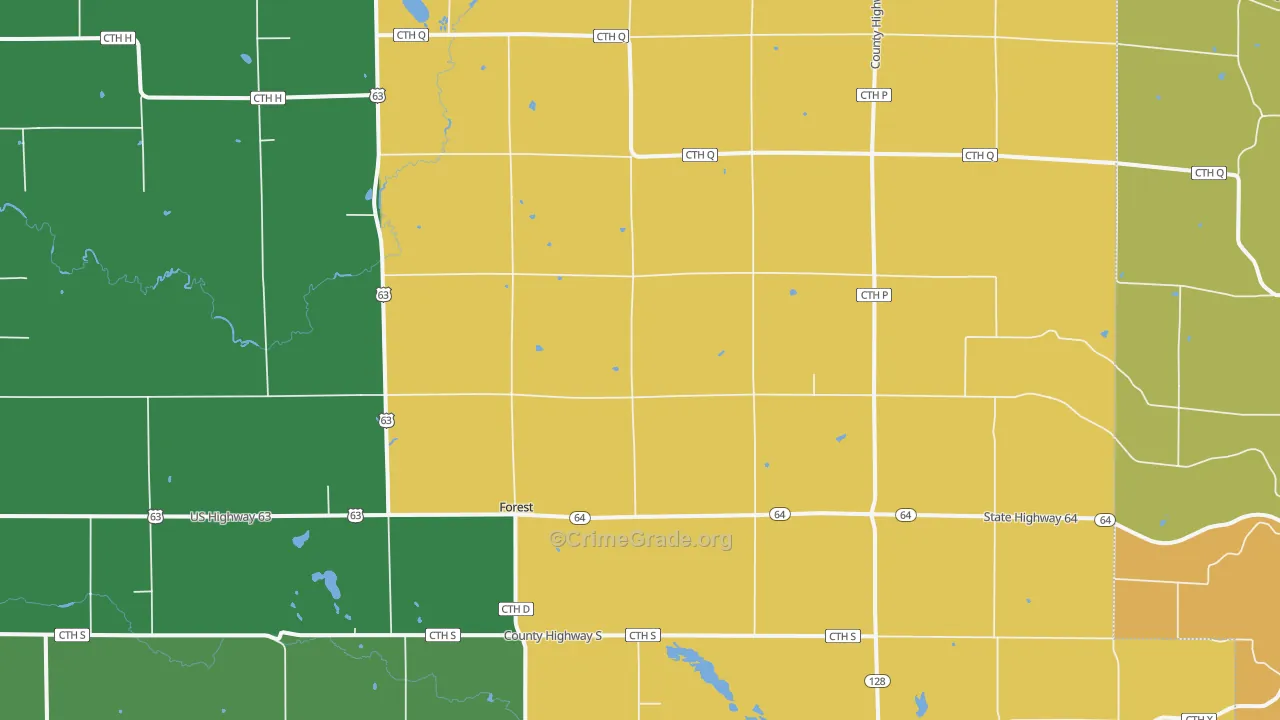 Forest, WI Map of Vandalism Rates