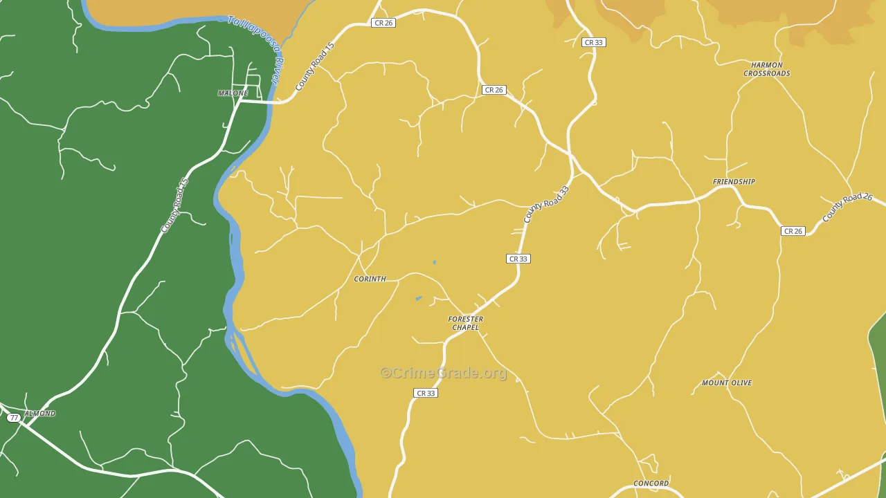 Forester Chapel, AL Map of Vandalism Rates