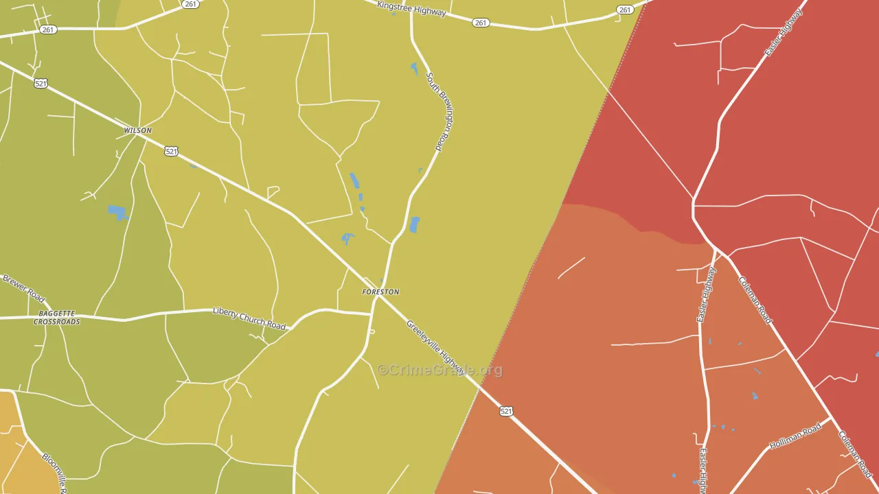 Foreston, SC Map of Vandalism Rates