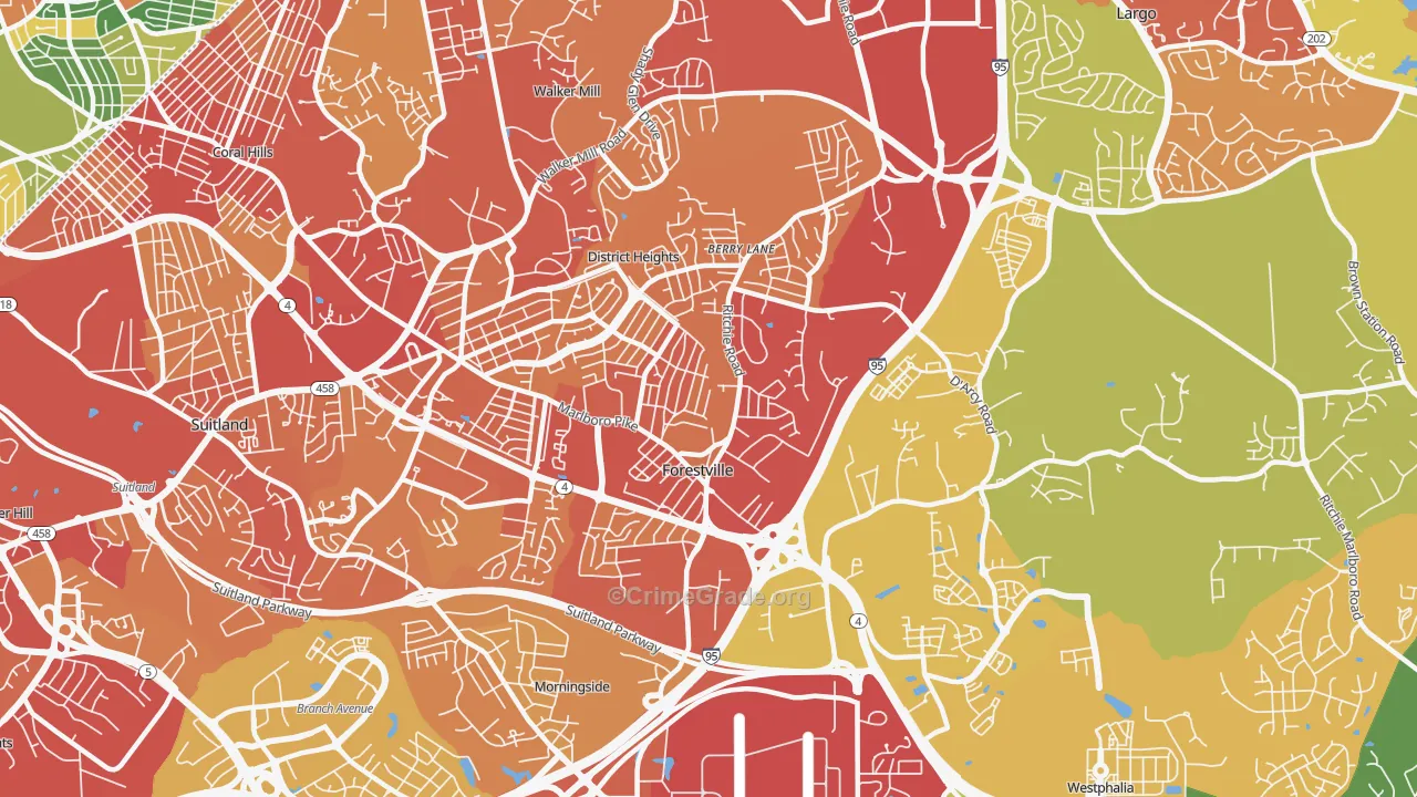 Forestville, MD Map of Vandalism Rates