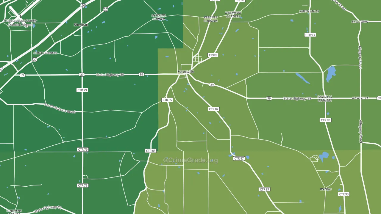Forestville, NY Map of Vandalism Rates