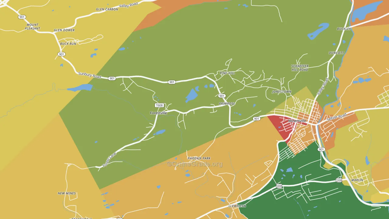 Forestville, PA Map of Vandalism Rates