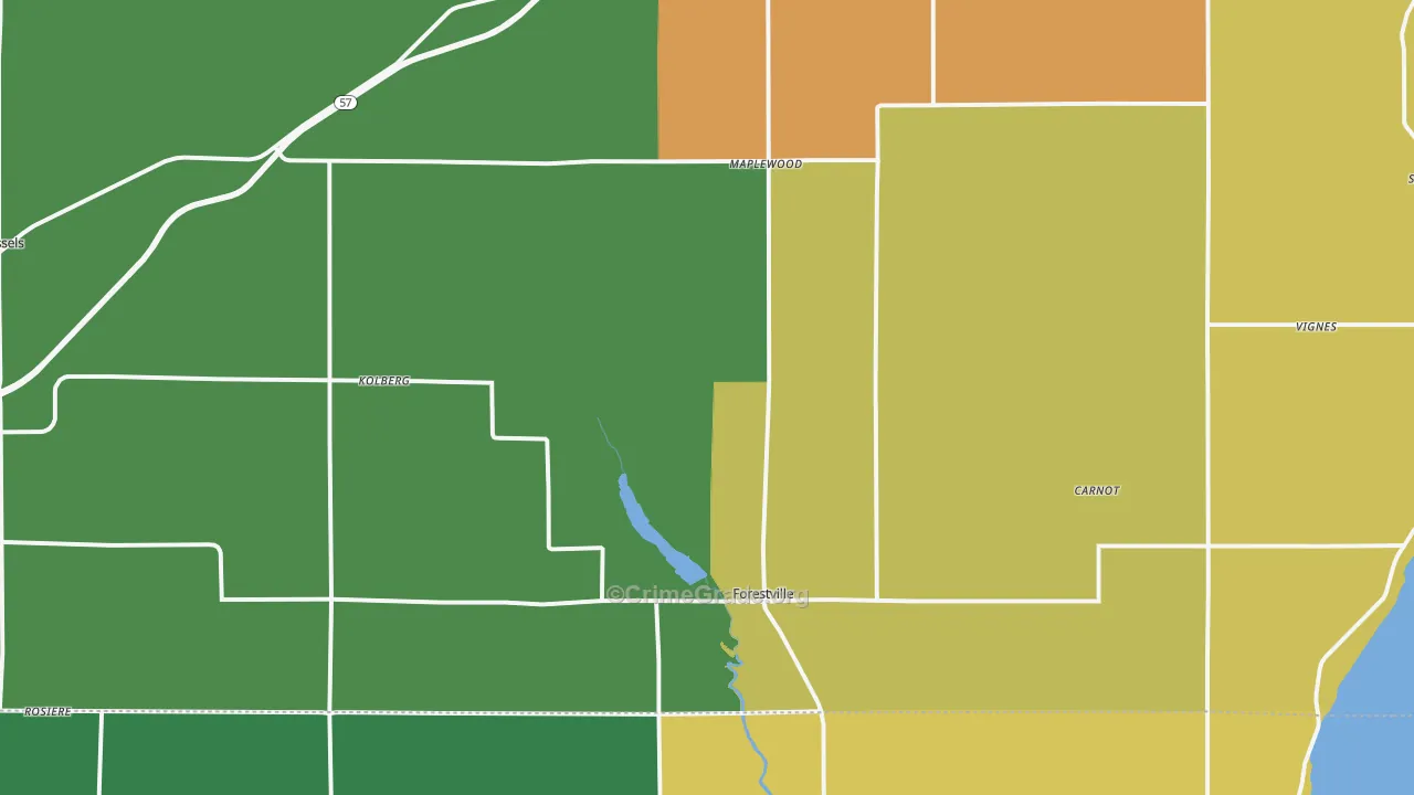 Forestville, WI Map of Vandalism Rates