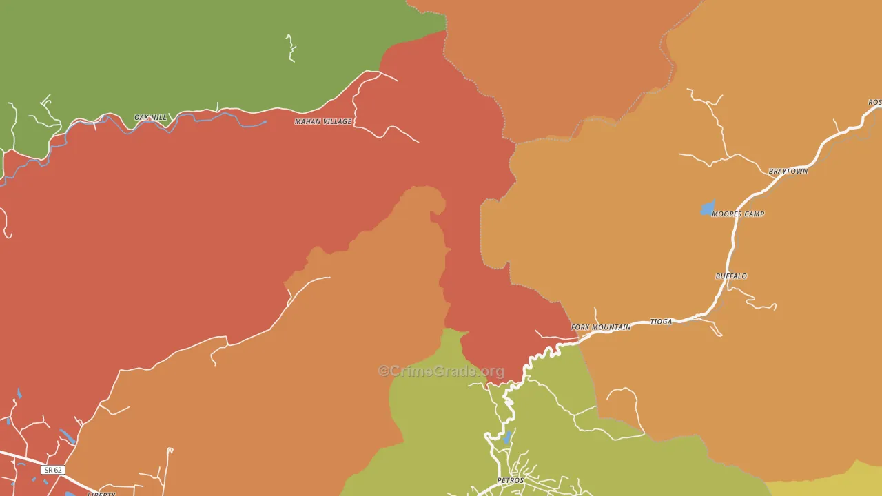 Fork Mountain, TN Map of Vandalism Rates