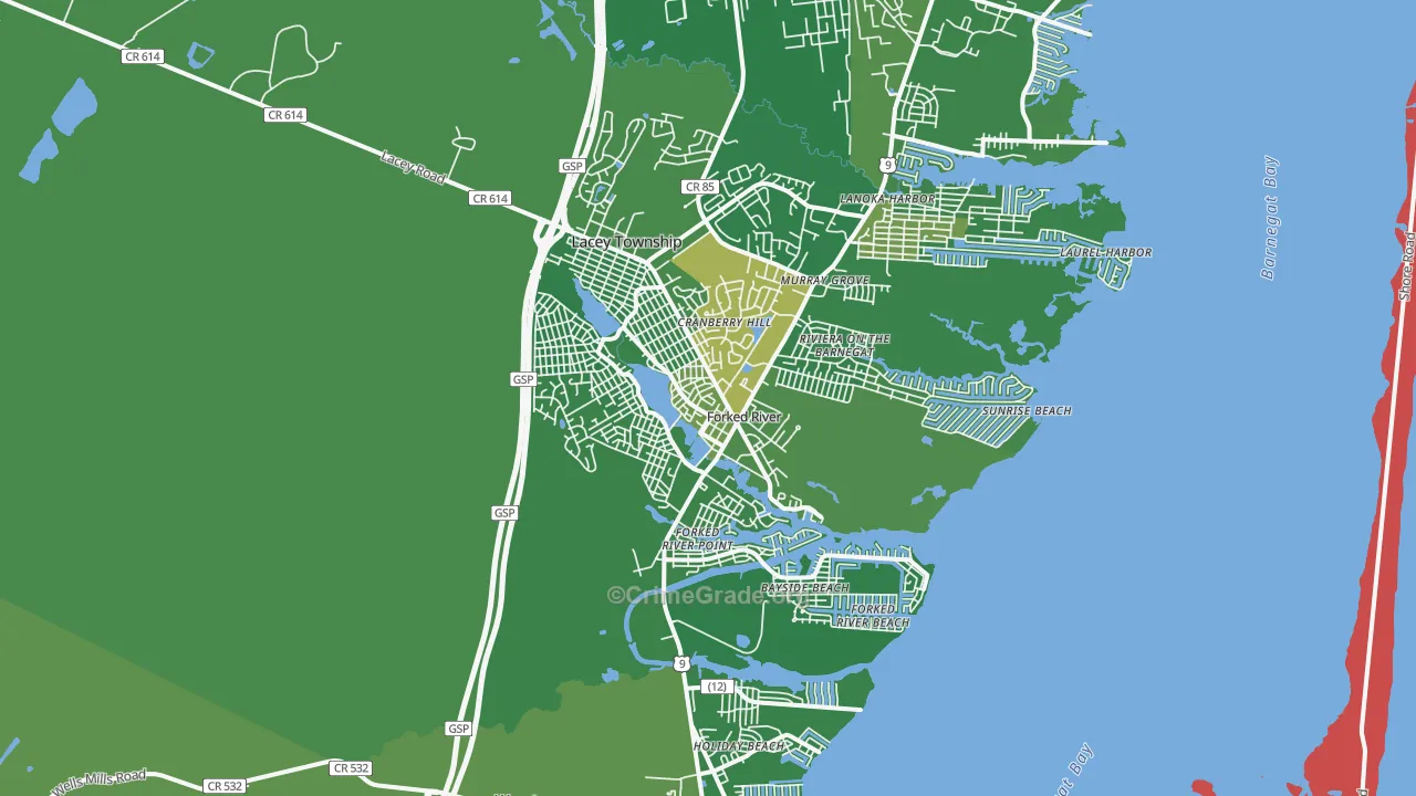 Forked River, NJ Map of Vandalism Rates