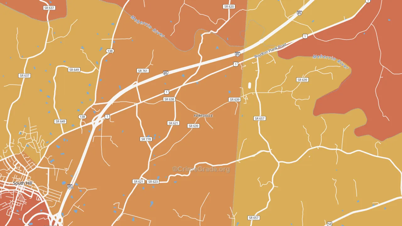 Forksville, VA Map of Vandalism Rates