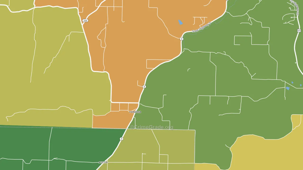 Formosa, AR Map of Vandalism Rates