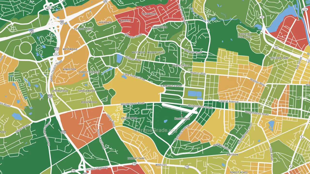 Forrest Hills, Augusta, GA Map of Vandalism Rates