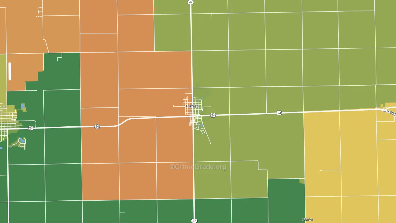 Forrest, IL Map of Vandalism Rates