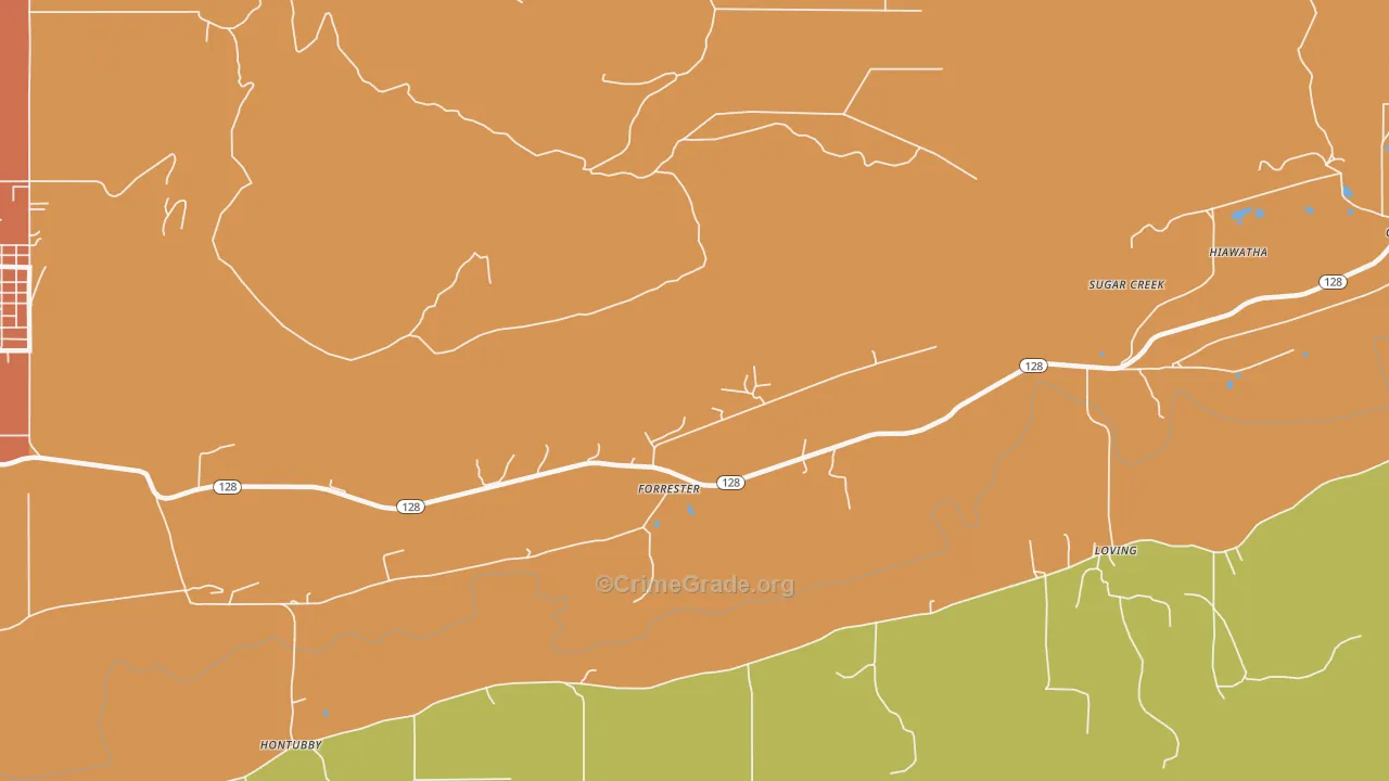 Forrester, OK Map of Vandalism Rates