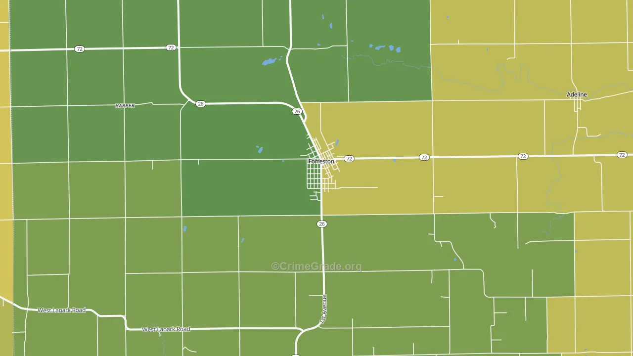 Forreston, IL Map of Vandalism Rates