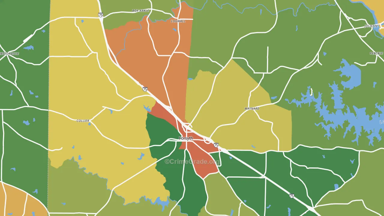 Forsyth, GA Map of Vandalism Rates