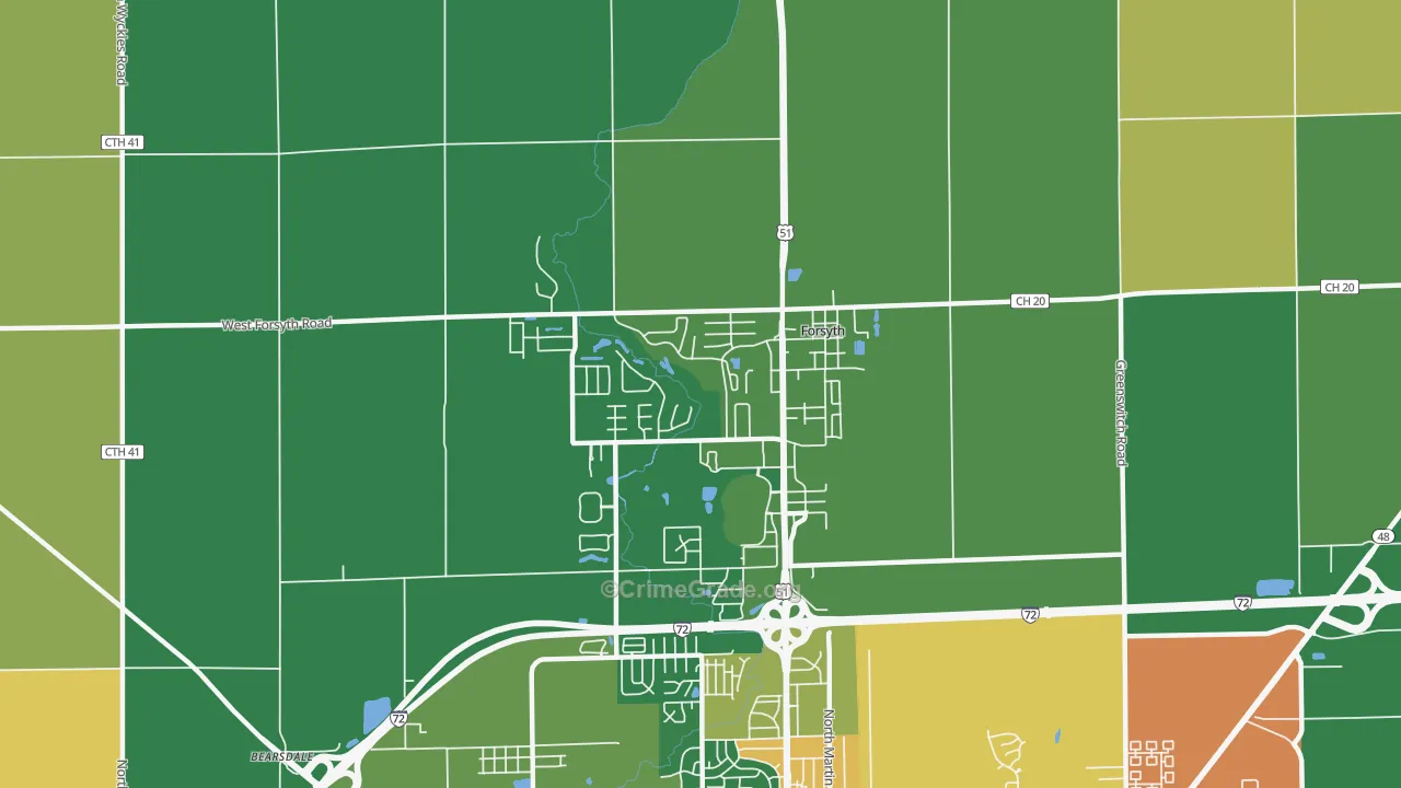 Forsyth, IL Map of Vandalism Rates