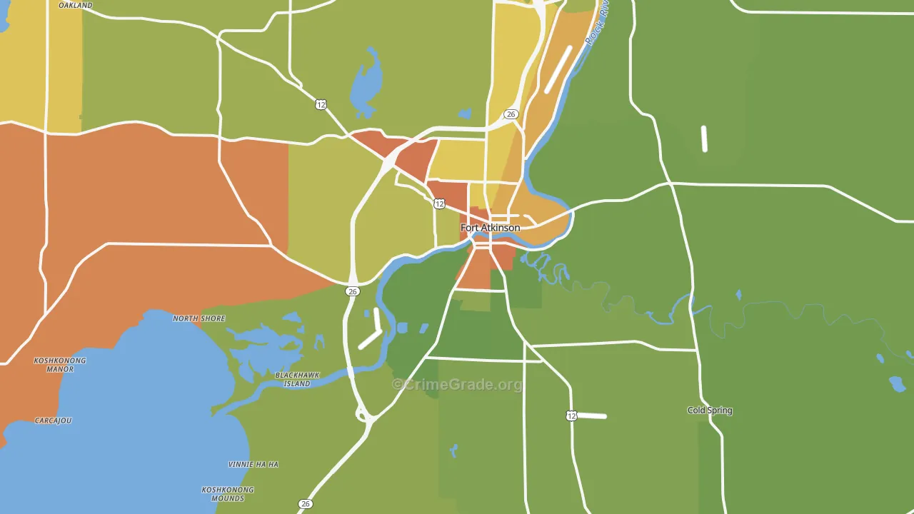 Fort Atkinson, WI Map of Vandalism Rates