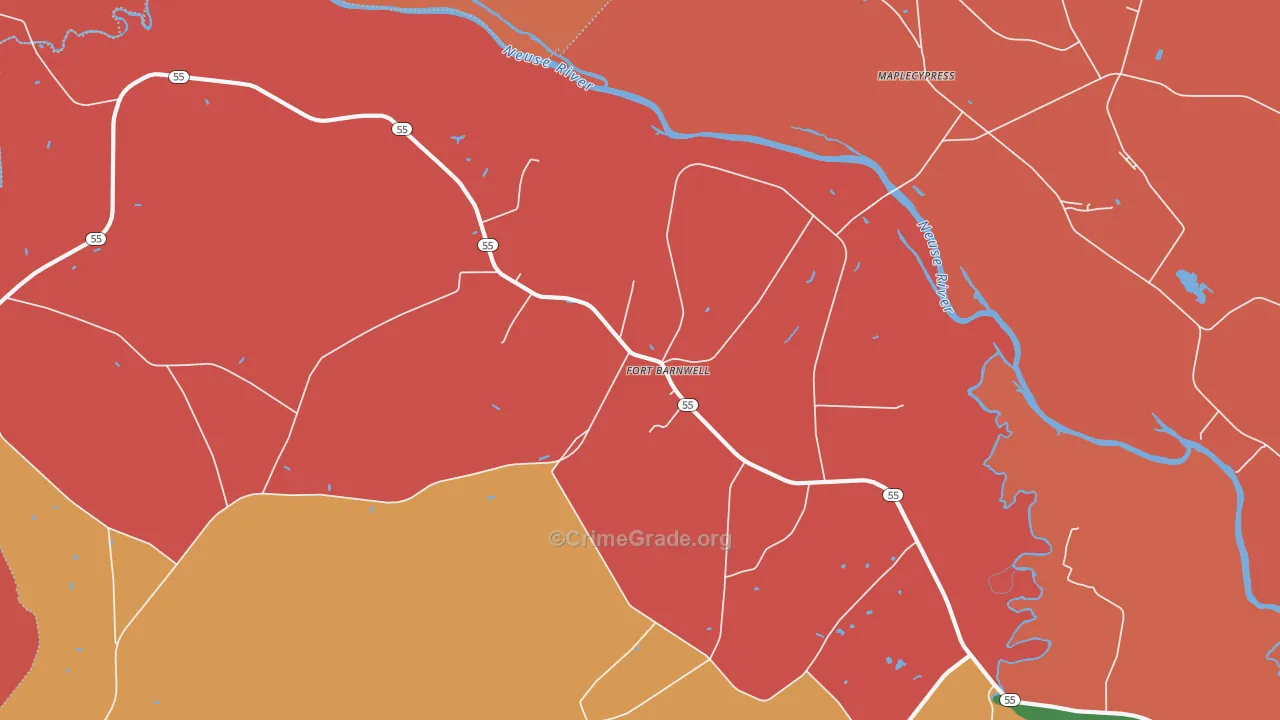 Fort Barnwell, NC Map of Vandalism Rates