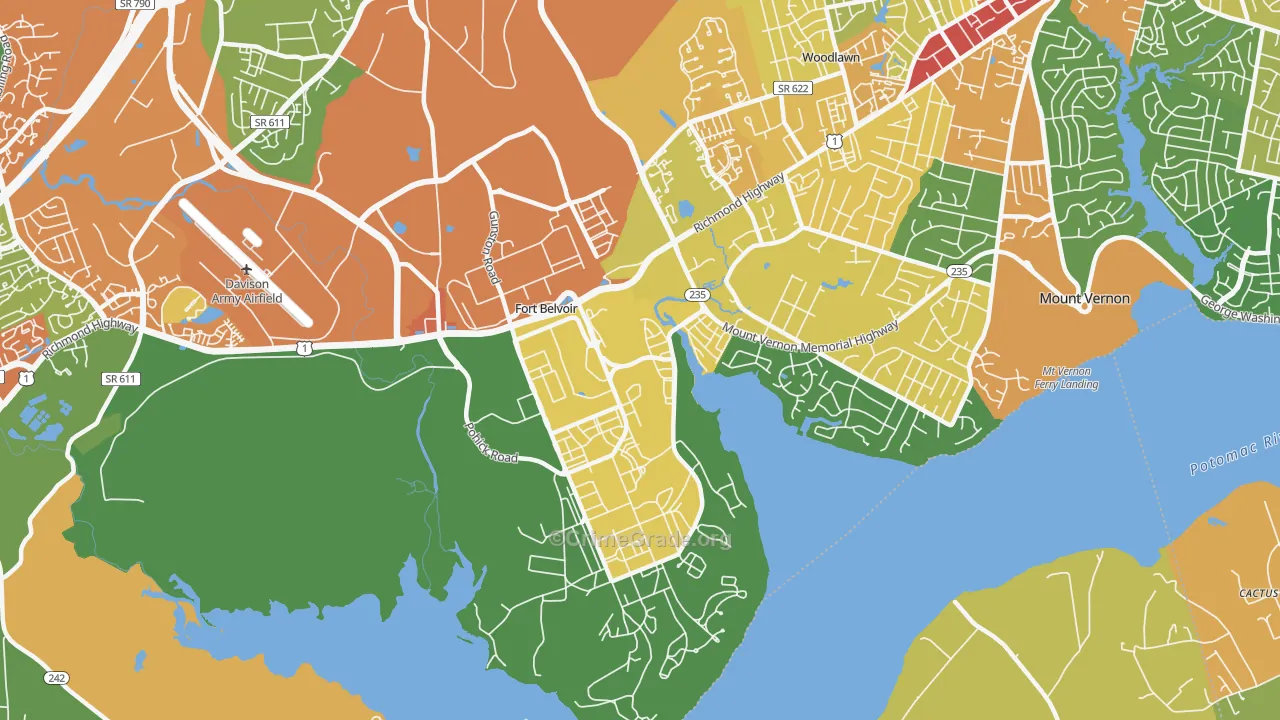 Fort Belvoir, VA Map of Vandalism Rates