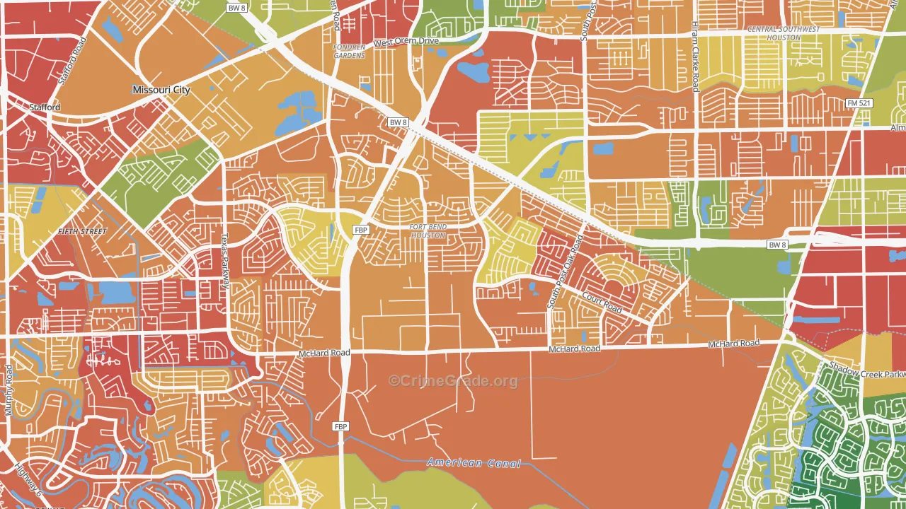 Fort Bend Houston, Missouri City, TX Map of Vandalism Rates