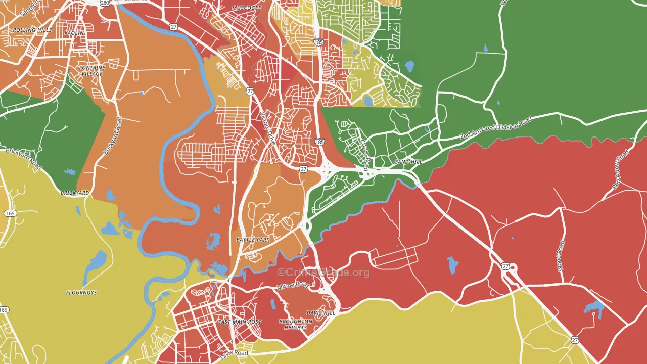 Fort Benning, GA Map of Vandalism Rates