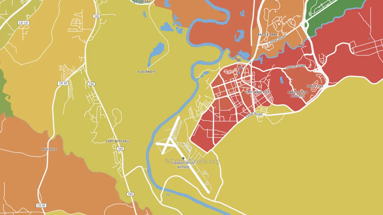 Fort Benning South, GA Map of Vandalism Rates
