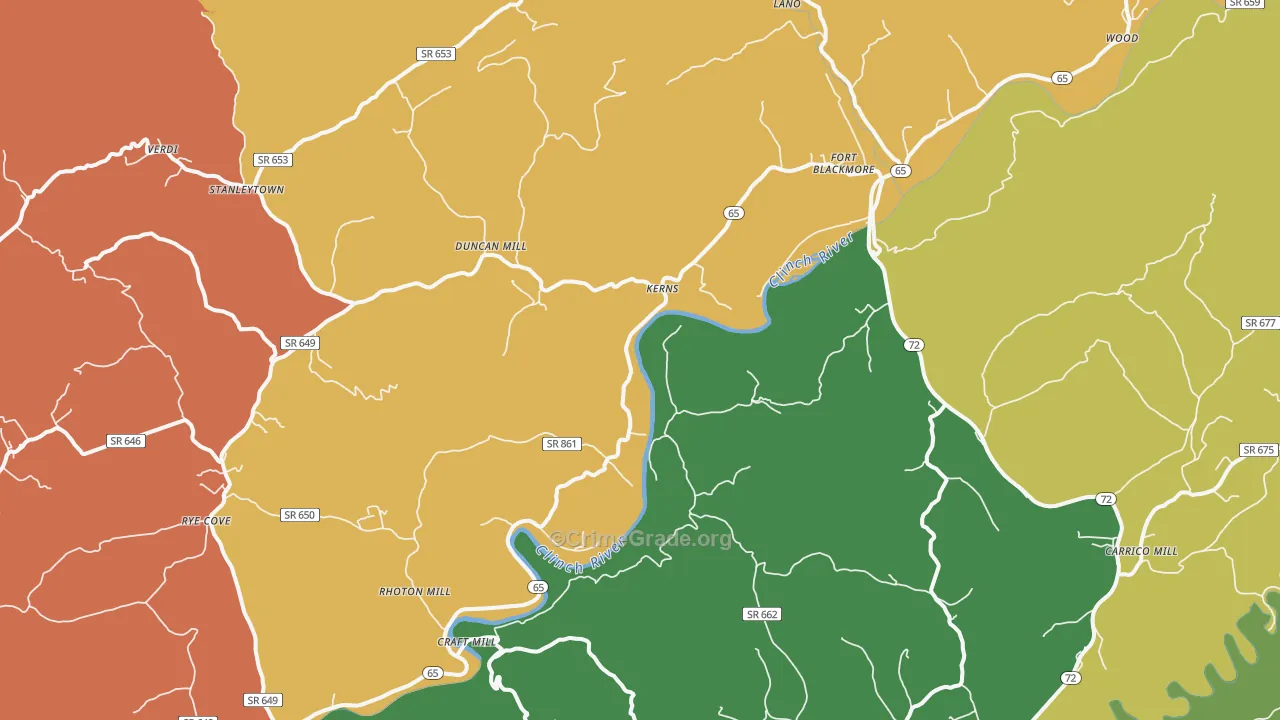 Fort Blackmore, VA Map of Vandalism Rates