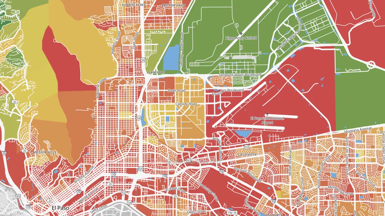 Fort Bliss, TX Map of Vandalism Rates